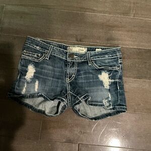 Stellah Blue Distressed Jean Shorts